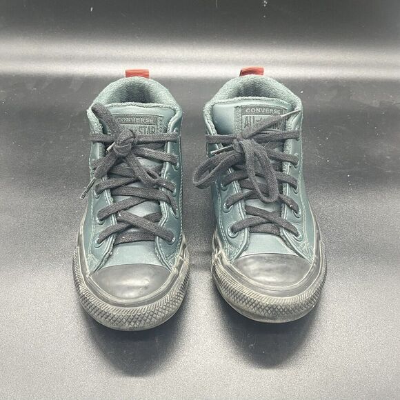 Converse Junior All Star Leather Sneaker size 1 672118C Green casual school - Picture 4 of 8